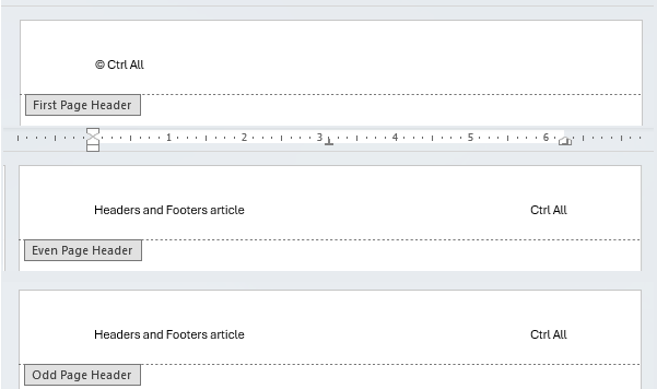 Different first page example in Word
